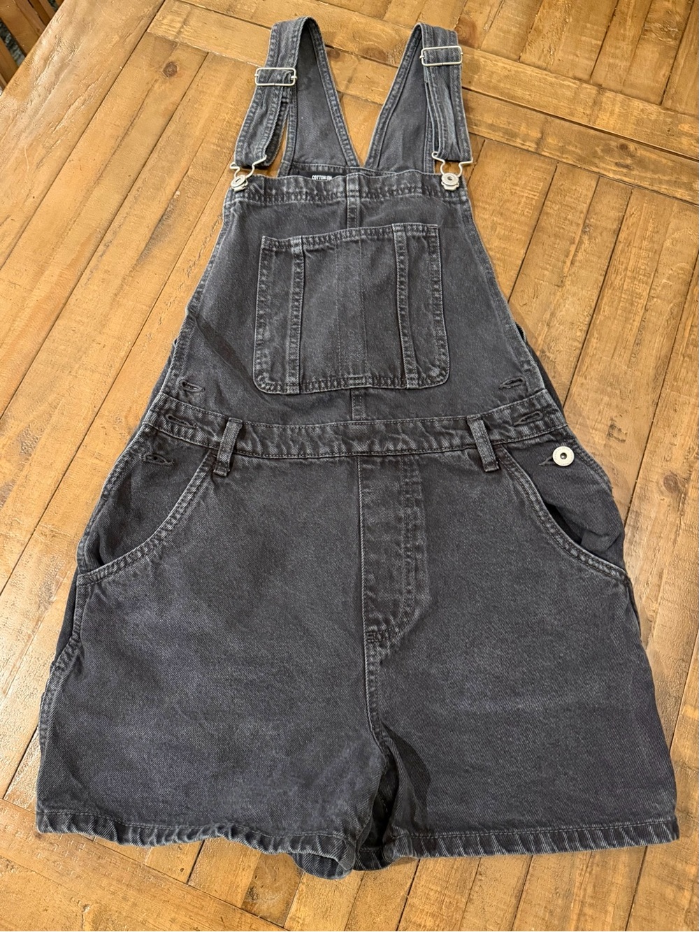 Cotton On Black Washed Denim Short Overalls